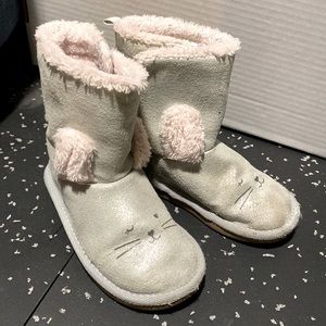 Carters Girls Silver/Pink Cute Mouse Winter Boots Size 10